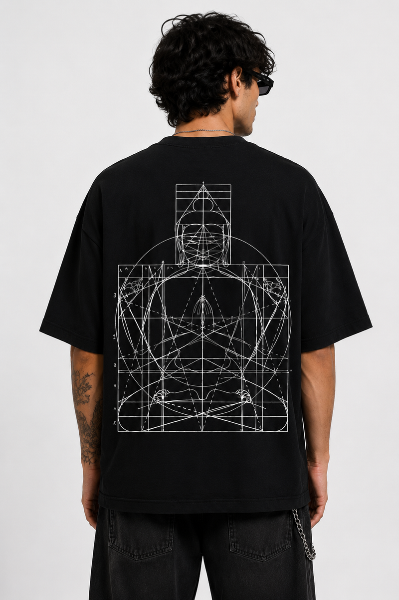 Buddha Heritage Glitch | Unisex Terry Oversized Tee