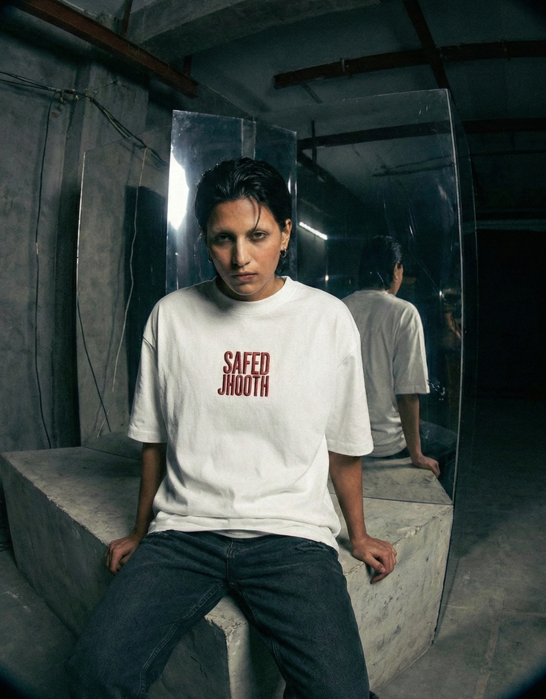 SAFED JHOOTH | Classic Embroidery T-shirt