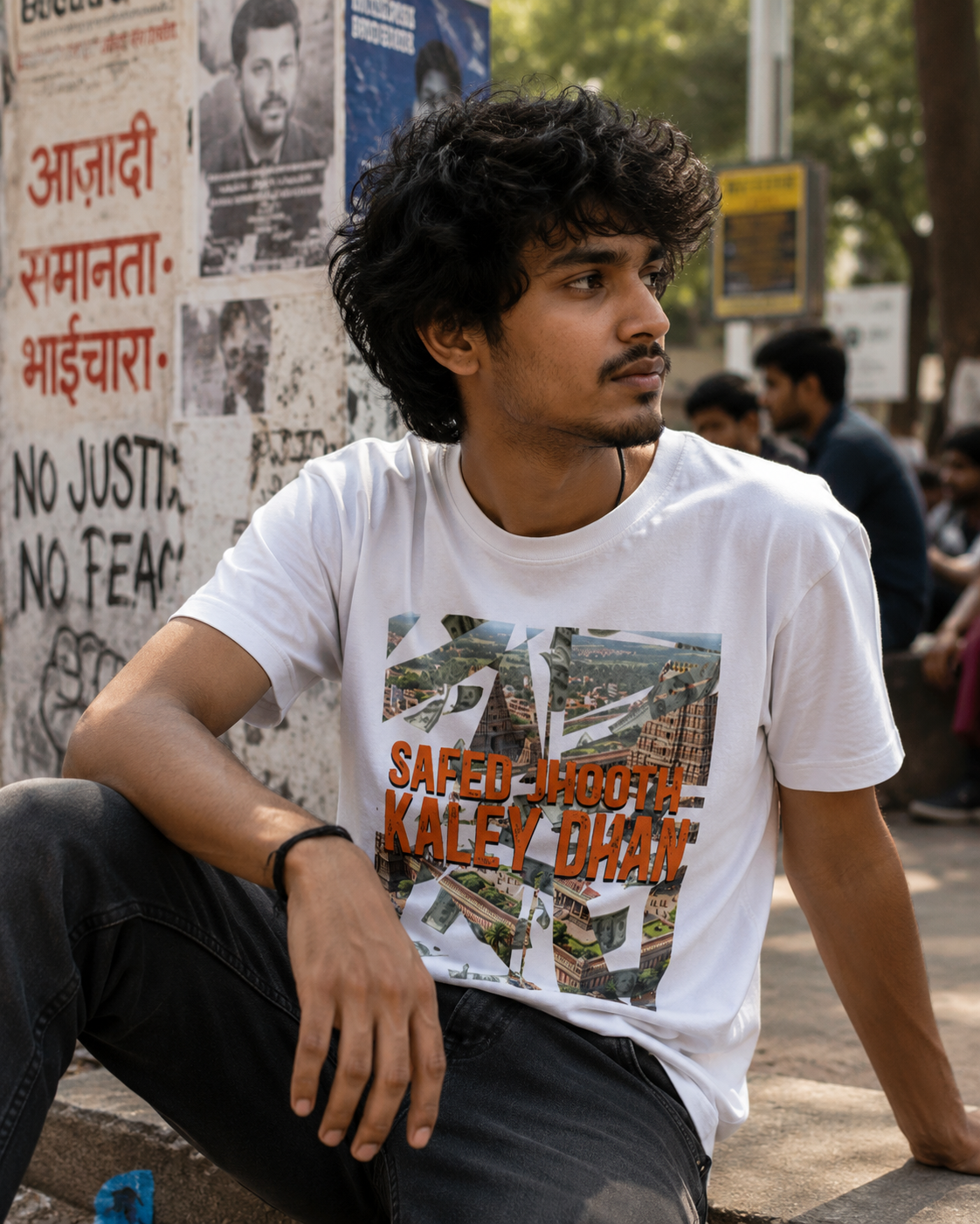 Safed jhooth, Kaley dhan | Unisex Standard Crew T-Shirt