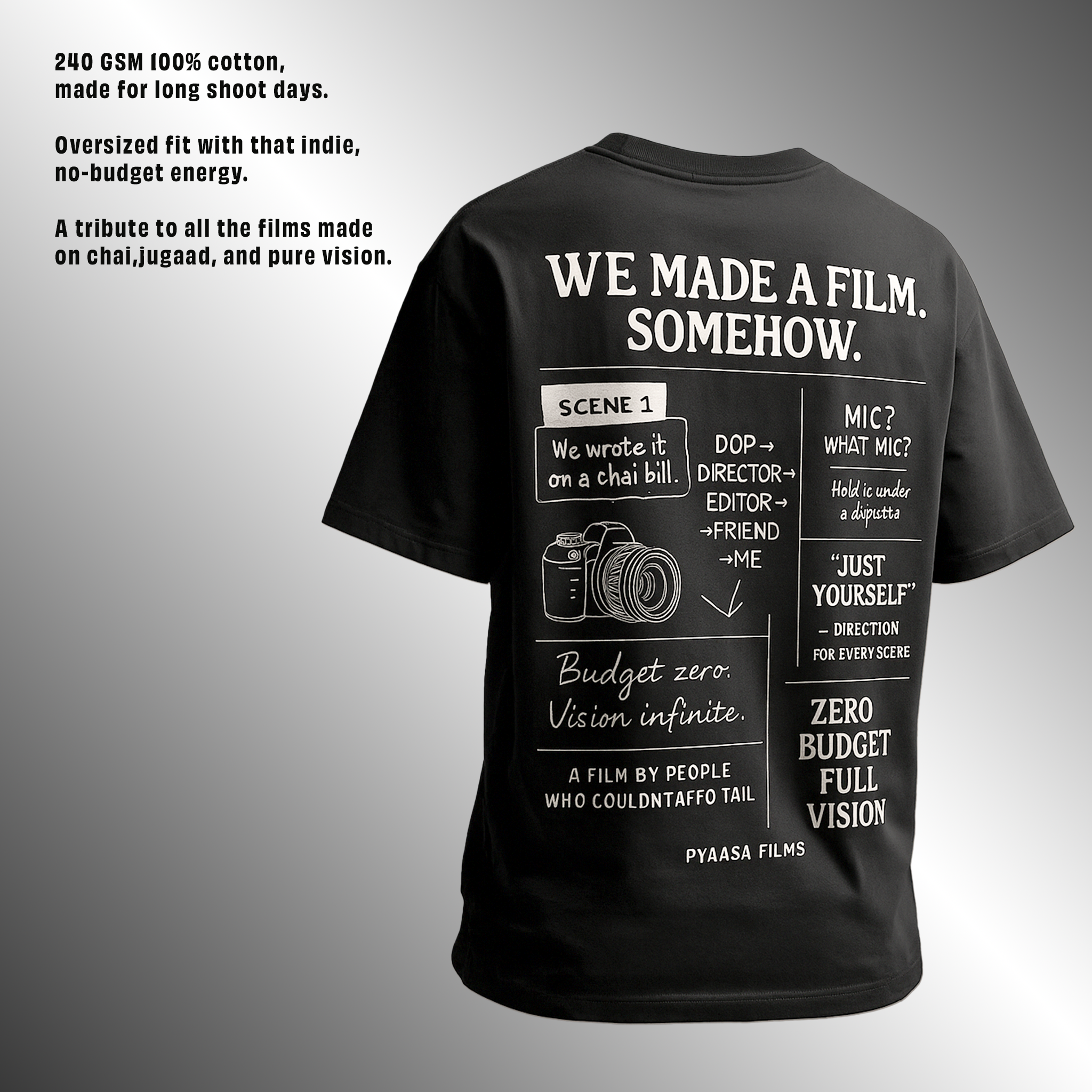WE MADE A FILM. SOMEHOW. – Filmmaker T-shirt | Creator Tribe