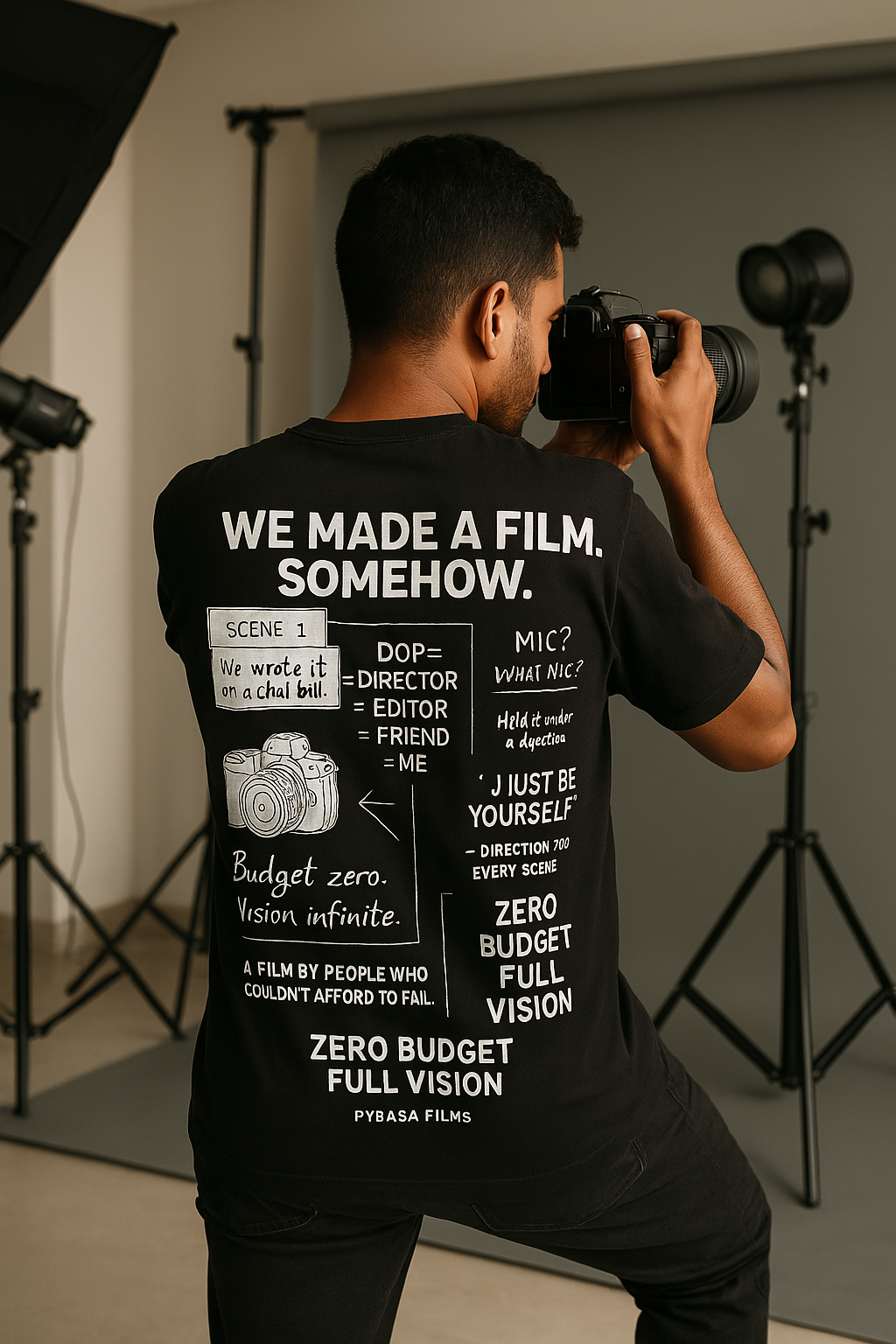 WE MADE A FILM. SOMEHOW. – Filmmaker T-shirt | Creator Tribe